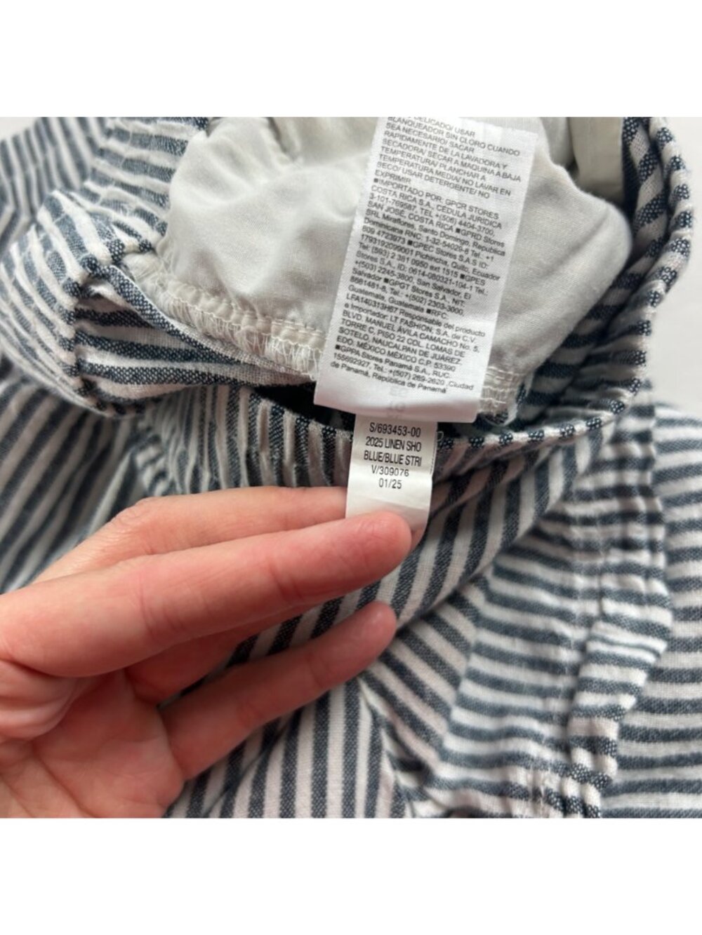 Old Navy Blue Stripe Linen Blend High Rise Pull On Shorts XL - Picture 5 of 6